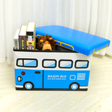 包邮长方形汽车收纳凳子折叠卡通儿童玩具收纳箱公交车储物换鞋凳