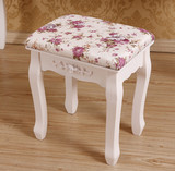 促销欧式韩式白色创意田园布艺梳妆凳化妆凳子实木换鞋凳美甲凳