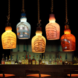 艺术创意酒吧吊灯美式复古单头个性咖啡馆吧台彩色小吊灯过道灯具