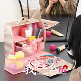 日本 PU美容工具箱 手提化妆箱 大容量双层 便携式手提可爱化妆包