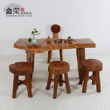 现代茶桌椅组合 茶台实木 客厅休闲茶道桌 原木茶艺桌 樟木泡茶桌