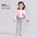 米奇丁当迷你 婴儿童装2015秋款女棉质套装0-3岁宝宝长袖上衣长裤
