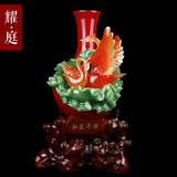 客厅大花瓶插花摆件 中国红色台面花瓶工艺品中式送结婚礼物礼品3