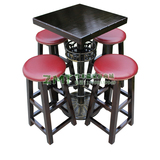 实木酒吧桌椅组合 碳化绷皮吧椅 铁艺高脚酒吧桌凳 酒吧桌椅套件