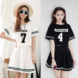 夏装女款学生EXO衣服鹿晗同款上衣裙子组合两件套装宽松连衣裙