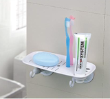 双庆家居强力吸盘浴室 吸壁式牙刷架洗漱置物架 卫生间肥皂盒挂钩