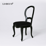 LiDeco玛丽座椅 实木单椅黑色绒布面新古典家居靠背椅子 8折预售