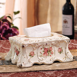 欧式高档时尚陶瓷纸巾盒 创意客厅装饰摆件抽纸盒收纳盒结婚礼物