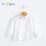cutebunny宝宝春装 女童白色衬衫 婴幼儿长袖纯棉韩版翻领衬衣
