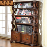 维森斯  欧美式实木书架 置物架多层欧式单个书柜收纳储物柜包邮
