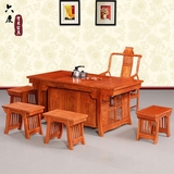 红木茶桌花梨木茶桌椅组合 中式仿古实木茶室家具 将军茶台泡茶台