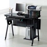 现代简约电脑桌台式家用多功能 带书架一体机钢化玻璃电脑桌组装