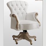 定制意大利新古典美式实木金箔雕花书椅软包沙发椅时尚简约餐椅