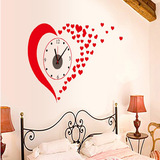 特价卧室客厅背景大型创意时钟贴纸婚房爱心装饰静音挂钟PVC墙贴
