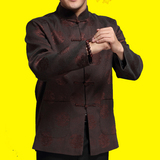 中国风男士唐装中老年冬季中式中山装长袖上衣外套棉衣秋冬中年男