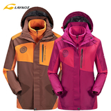 雷诺斯户外冲锋衣男女式三合一两件套秋冬季防水大码西藏登山外套