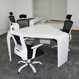 白色烤漆会议桌简约现代小型时尚三角形洽谈桌椅多色会客桌椅定制