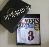 正品NBA76人队3号艾弗森球衣定制订做热压烫胶印儿童黑白色篮球服