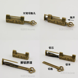 锁老式古代锁【天天特价】仿古锁小锁头中式做旧箱挂锁横开复古铜