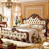 欧式实木床美式床高箱储物床双人床1.8红色深色家具68869