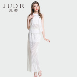 JUDR/玖蒂2015夏新款欧根纱连衣裙无袖上衣透视长群两件套裙子仙