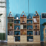 尖顶书柜儿童书架自由组合实木书橱储物柜置物架简约现代特价包邮
