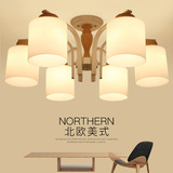 北欧客厅灯现代简约吸顶灯田园餐厅灯书房卧室木质LED灯具灯饰