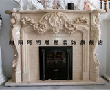 大理石现代壁炉装饰柜 欧式壁炉架美式田园壁炉1.8石材壁炉米黄白