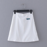 E85-6 国内品牌单 夏季新款贴布字母条纹修身高腰半身裙女式短裙