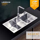 乐肯 4MM面板厚度手工水槽 304不锈钢水槽双槽厨房洗菜盆洗碗池套