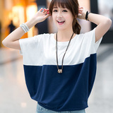 夏季韩版大码女装胖mm宽松短袖T恤蝙蝠衫半截袖学生上衣18-24周岁