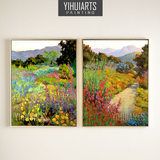 yihuiartS纯手绘油画玄关装饰画客厅卧室挂画现代简约组合无框画