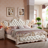 卧室奢华家具欧式床公主床1.8米双人床真皮床白色实木松木床特价