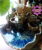 陶瓷大象流水水晶球鱼缸盆景落地大摆件家里装饰摆设加湿器工艺品