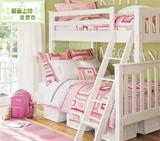 高低床实木子母床家具上下铺公主床儿童床 美式双层床白色定做