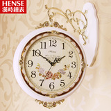 汉时欧式双面挂钟客厅钟表创意 静音时尚两面石英钟现代大号HDS01