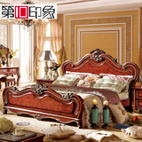 欧式床 实木床 双人床 古典床1.8米美式床 美式深色家具