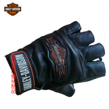 Harley-Davidson 哈雷火焰盾牌 摩托车手套真皮半指手套 赛车手套