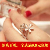 韩版猫眼石花朵水钻可调节戒指 女雏菊开口装饰食指指环 饰品批发