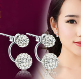 奥地利水晶S925纯银耳钉波西米亚耳环韩国韩版女防过敏 多种带法