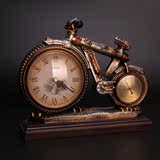 家居饰品欧式田园创意自行车时钟台钟客厅装饰钟表座钟复古钟摆设