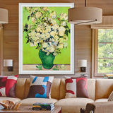 客厅现代简约油画梵高白玫瑰花欧式餐厅卧室沙发背景墙装饰画挂画