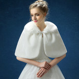 新娘结婚冬季婚纱毛披肩伴娘礼服披肩外套加厚保暖斗篷毛毛披肩冬