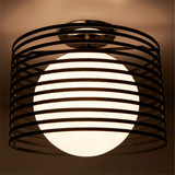 现代简约铁艺玻璃圆球吸顶过道玄关灯阳台客厅卧室灯单头LED灯具