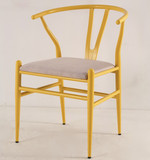 美式复古餐椅北欧创意简约Y椅叉骨咖啡餐馆椅休闲铁艺实木牛角椅