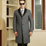 中年男士风衣冬英伦中长款韩版青年风衣超长风衣男风衣外套修身型