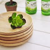 zakka 创意日式原木点心碟 橡木圆形托盘 干果盘 零食盘实木餐具