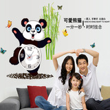 热卖儿童房背景墙装饰卡通贴画创意时钟贴SA-2-005大熊猫壁纸墙贴