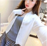 2016春季新款韩版羊绒开衫厚款长袖毛衣女短款针织衫羊毛开衫外套