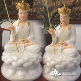 三漫陀 汉白玉地藏菩萨 玉雕彩绘佛像 娑婆三圣 地藏王菩萨坐像